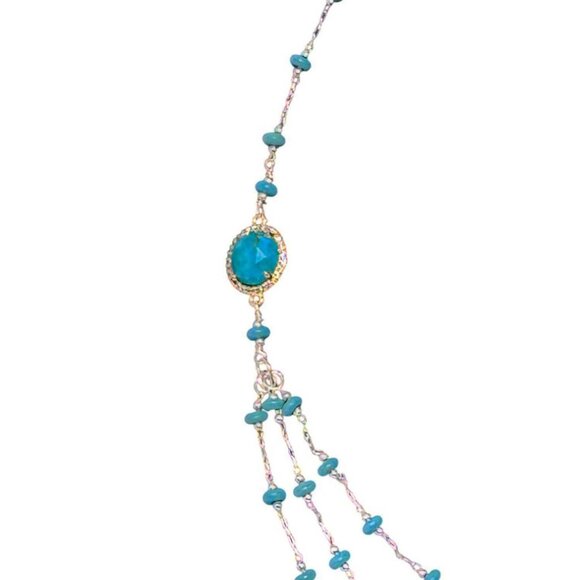Three Strands Natural Turquoise, And Sterling Silver Necklace - Picture 4 of 4